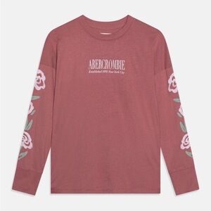 ✨LAST CHANCE✨ Abercrombie kids Floral Pink Logo Sleeve Shirt